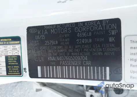 2016 Kia Cadenza Premium из США, поврежденный, VIN KNALN4D76G5209704